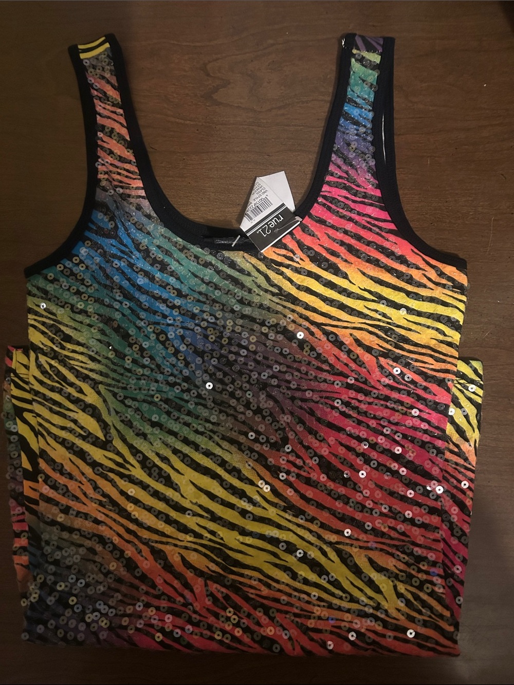Rue21 Multicolor Sequin Zebra Stripe Tank Top
